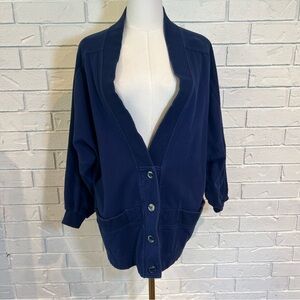Nike Navy Blue Oversized Sweatshirt Cardigan Womens L